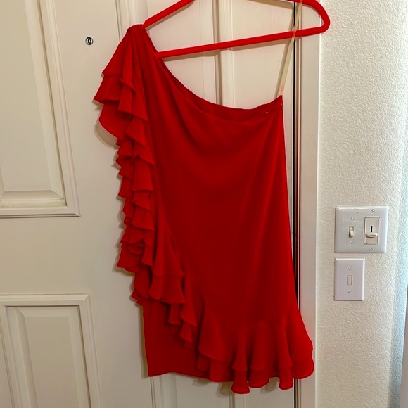 Ruffled Silk Mini  Dress Sz M - Picture 2 of 4